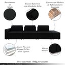 Ver imagem 3 de Sofá Ilha com Encosto e Almofadas Móveis Olimpo 335cm Modulado Veludo Preto G45 - Gran Belo