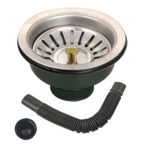 Ralo Valvula Dreno de Pia 10x10 Filtro Sifao Tubo de Escoamento Cesto Cozinha Lavabo Restaurante Cas