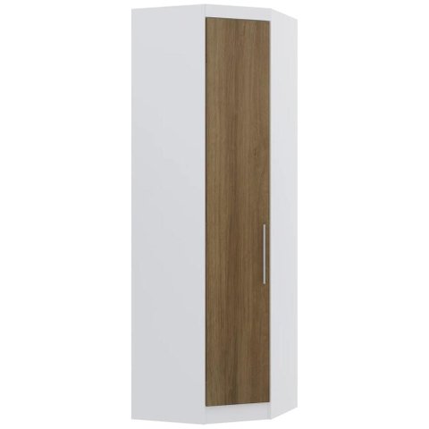 Guarda Roupa Canto Obliquo 70cm 1 Porta Taiga Branco/avelã L01 - Mpozenato