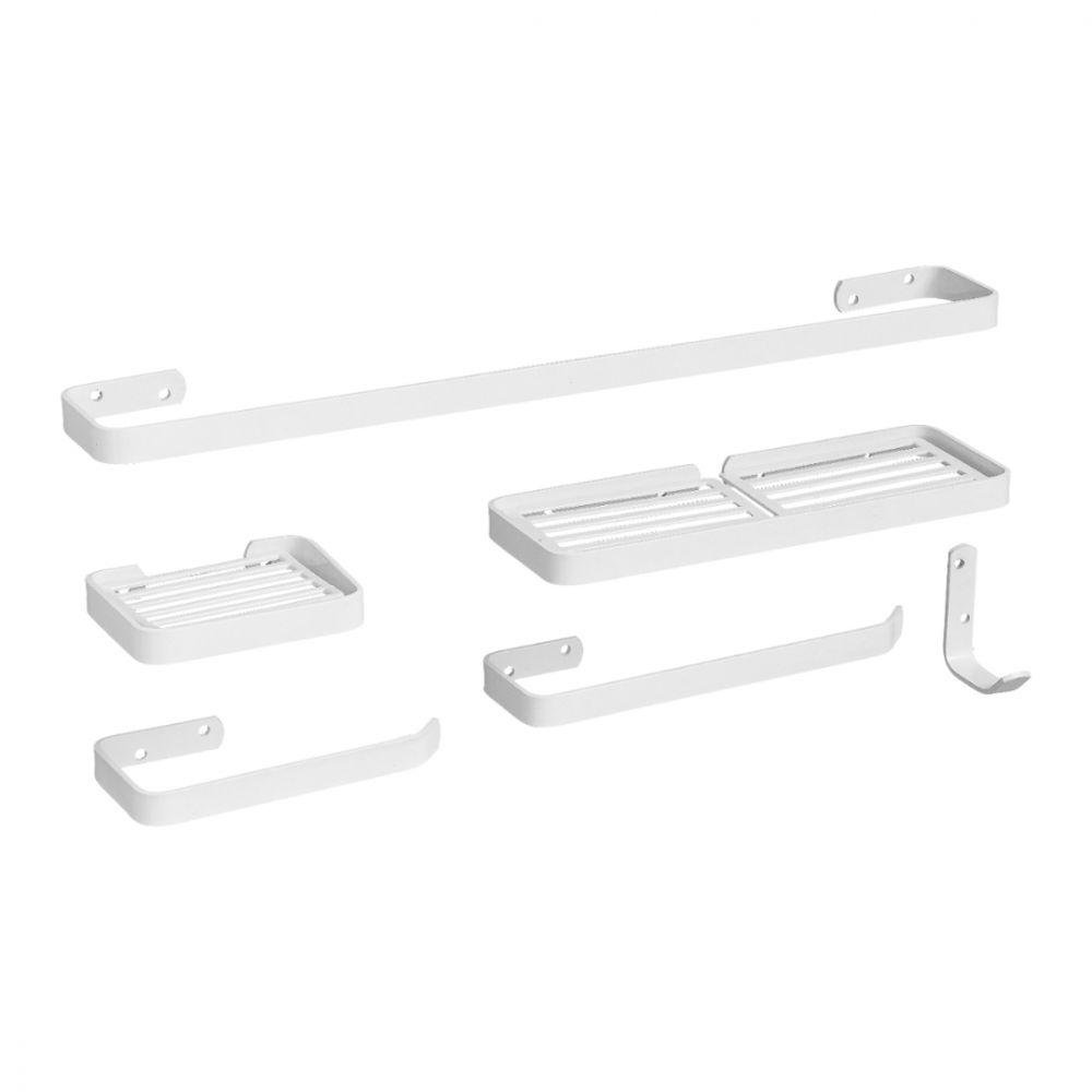 Kit Acessórios para Banheiro Branco 6 Peças - 1