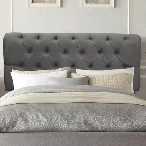 Painel Cabeceira Estofada Paris 195cm Cama Box King Corino Cinza Escuro- Mabe Magazine