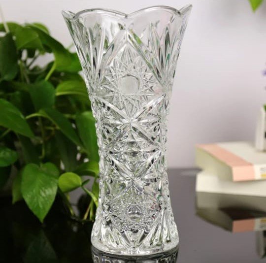Vaso de Vidro Lapidado 23cm Decoração Sala Festa Plantas Flores - 3