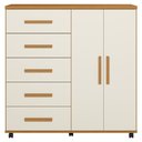Ver imagem 1 de Cômoda Quarto 120cm 5 Gavetas 2 Portas Torena Cinamono/Off a02 - Mpozenato