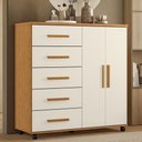 Ver imagem 2 de Cômoda Quarto 120cm 5 Gavetas 2 Portas Torena Cinamono/Off a02 - Mpozenato