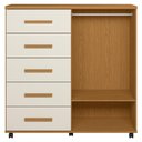 Ver imagem 4 de Cômoda Quarto 120cm 5 Gavetas 2 Portas Torena Cinamono/Off a02 - Mpozenato