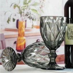 Jogo 6 Taças Diamond Vidro Diamante Negro Fumê 340ml - 2 Jogo 6 Taças Diamond Vidro Diamante Negro Fumê 340ml - 2