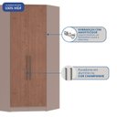 Ver mais imagens de Guarda-Roupa Canto Closet com 2 Portas e 2 Gavetas MDF Requinte+ Marrom/Duna/Macadâmia