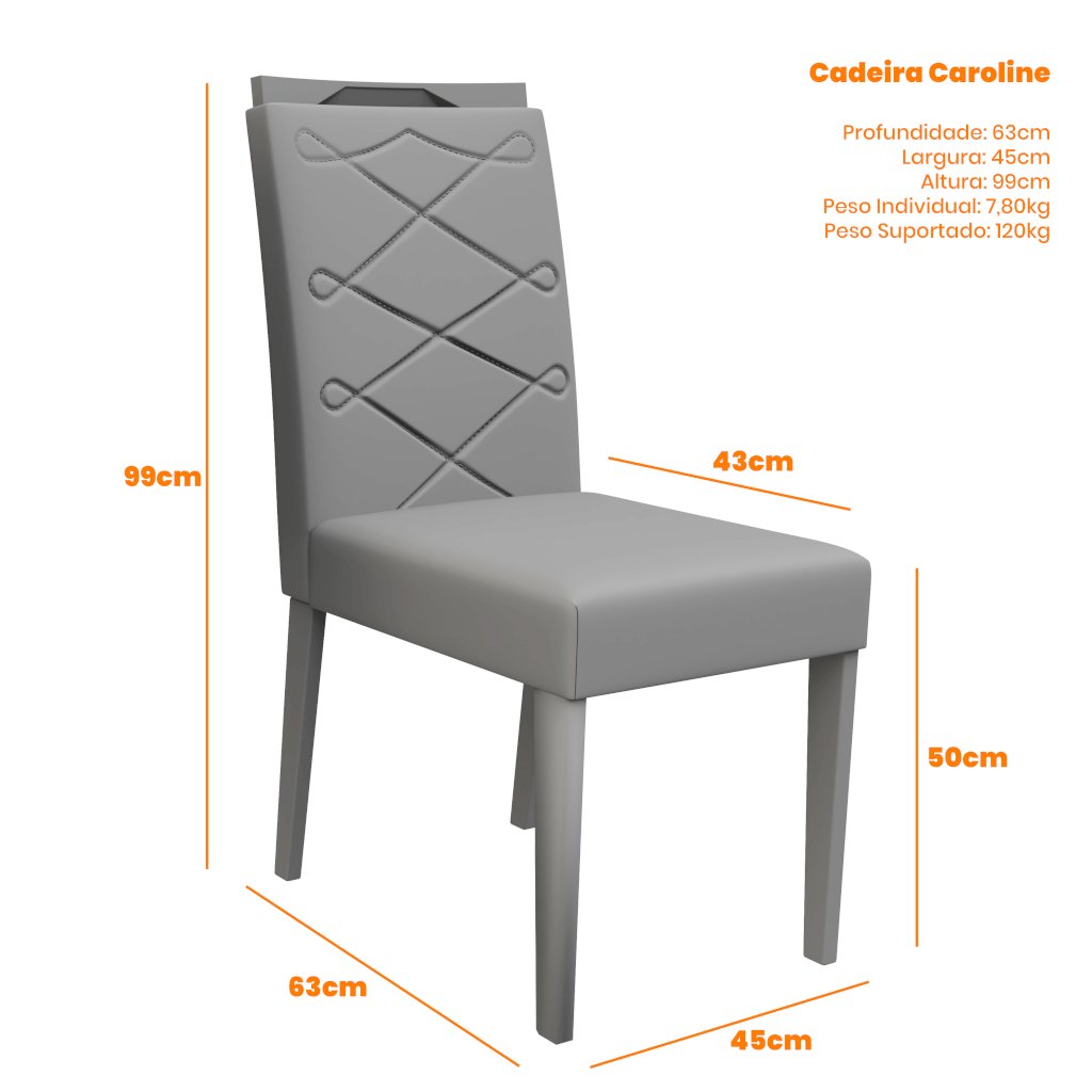 Conjunto 4 Cadeiras Caroline Imbuia  Revestimento Veludo - 2