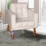 Sofá/poltrona/cadeira Decorativa Glamour Dubai com Pés em Madeira Bege - 1