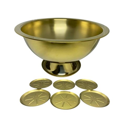 Kit Festa Champanheira e Porta Copos Inox Dourado Fineza