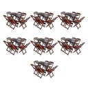 Ver imagem 1 de Kit 7 Conjuntos De Mesa Dobravel Com 6 Cadeiras De Madeira 120X70 Para Restaurante E Bar - Imbuia