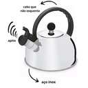 Ver imagem 5 de Chaleira Inox 1,5 Litros com Apito Tampa Alca Bule Termico Cafe Cha Agua Casa Cozinha Luxo