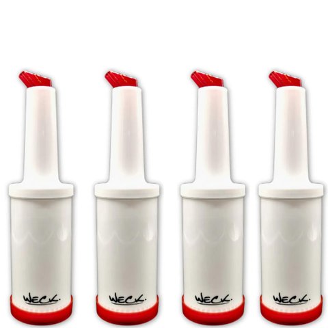 Kit 4 Garrafa Plásticas Store'n Pour 1l Vermelha Weck Coqueteleira Sucos Destilados