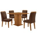 Ver imagem 2 de Mesa de Jantar Loren 90cm Mdf 4 Cad Melissa Moderna Mobilia Veludo Marrom/naturalle Laminado