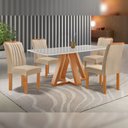 Ver imagem 2 de Mesa Kyra 120CMX90CM 4 Cadeiras Arizona Tampo Smart Plus Vidro Off White
