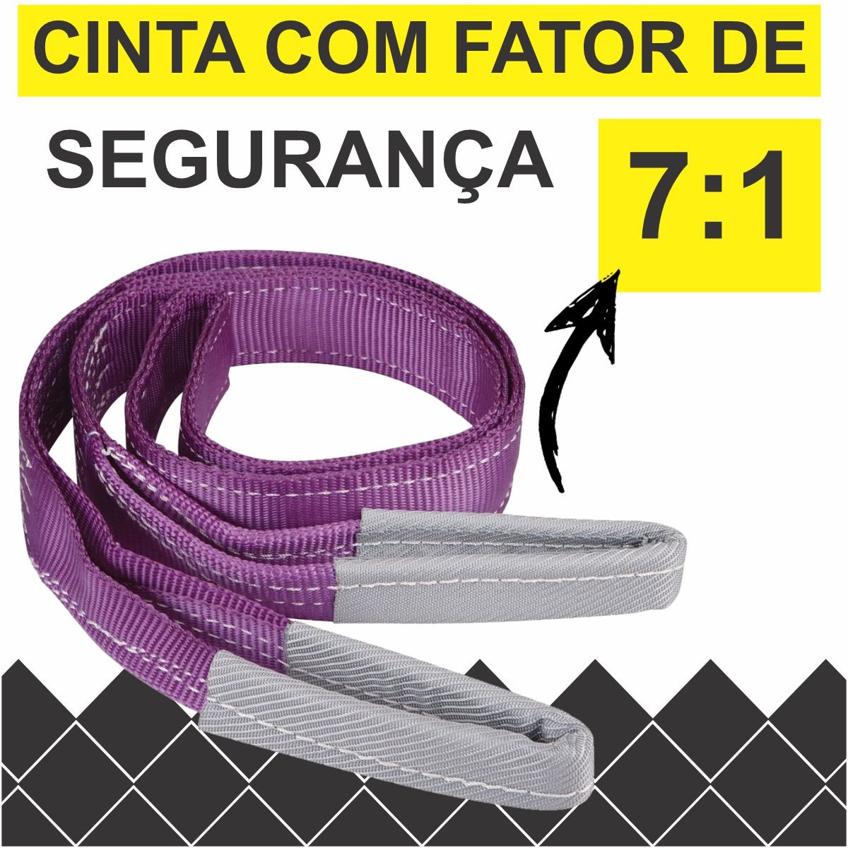 Cinta para Elevacao de Carga 1 Ton X 1,5 Mts Fator Seguranca 7:1 - 30mm Roxa Normatizada Nbr - 3