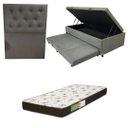 Ver imagem 1 de Cama Box Baú Solteiro com Auxiliar (Bicama) + Colchão Solteiro Espuma D20 12cm | Kit Completo com Ca