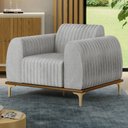 Ver imagem 2 de Kit 2 Poltronas Decorativas Base Gold Molino D06 Linho D-315 Cinza - Mpozenato
