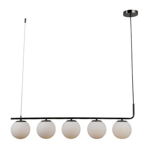 Pendente Petit Poa Cromo Negro e Branco (c)98cm (l)15cm (a)28cm 5xe27 Bolin - Sq002b