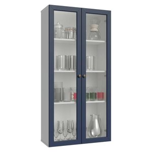 Cristaleira Suspensa 70 Cm 2 Portas de Vidro Branco/azul Vik Madesa