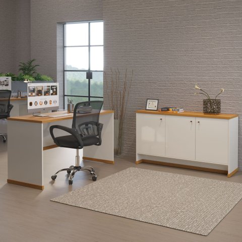 Conjunto Escritório Office Mesa e Buffet Berlin Vianossa