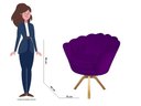 Ver imagem 3 de Poltrona Decorativa Pétala Base Giratória Madeira Suede Roxo Mz Decor