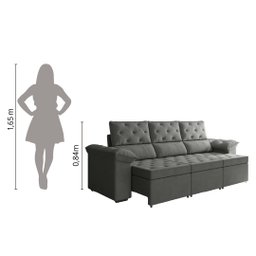 Sofá Retrátil York 3 Lugares 2,10m Suede - 5