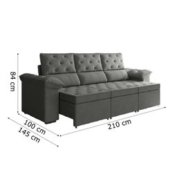 Sofá Retrátil York 3 Lugares 2,10m Suede - 3