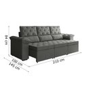 Ver imagem 3 de Sofá Retrátil York 3 Lugares 2,10m Suede