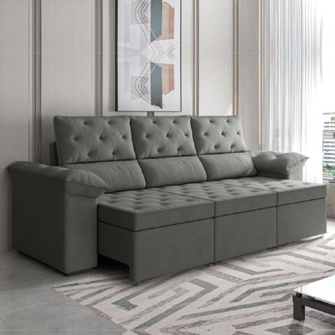 Sofá Retrátil York 3 Lugares 2,10m Suede