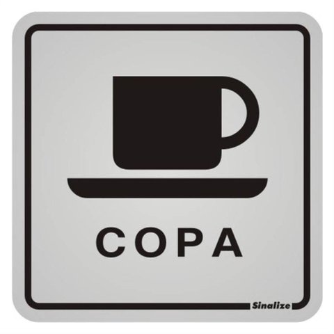 Placa de Alumínio Auto-adesiva 12x12cm Copa - 900 Ao - Sinalize Placa 12x12 (copa) Sinalize 900ao