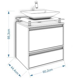 Gabinete de Banheiro 1 Cuba Sobreposta em Base de Vidro Faro MGM Móveis - 3