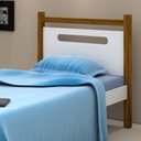 Ver imagem 3 de Cama Solteiro MDF Com Pés Em Madeira Maciça Branco Mel Divaloto