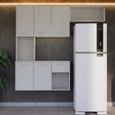 Ver imagem 1 de Cozinha Compacta Completa com Armário Aéreo, Nichos, Balcão e Gaveta - Moderna Multiuso Branco