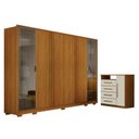 Ver imagem 1 de Guarda Roupa Casal Prime 6 Portas com Cômoda Diamante 4 Gavetas 1 Porta Cinamomo Off White – Leifer