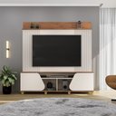 Ver imagem 7 de Home Estante Cavill Tv 70" Ripado Canelado 2 Portas Pés Dourados Offwhite/freijó G18 - Gran Belo