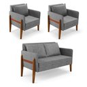 Ver mais imagens de Sofá Namoradeira Lana Linho Grafite A26 Base de Madeira - D'Rossi DRossi