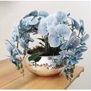 Ver imagem 4 de Arranjo Com 4 Orquídeas Azul Realistas No Vaso Prata