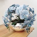 Ver imagem 4 de Arranjo Com 4 Orquídeas Azul Realistas No Vaso Prata