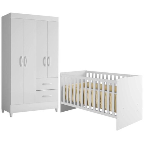 Berço Americano Soft com Guarda Roupa Mobi Branco Flex - Móveis Albatroz