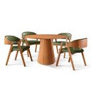 Ver imagem 3 de Conjunto Sala de Jantar Mesa Cone Amadeirada 108cm 4 Cadeiras Gaia