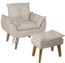 Ver imagem 1 de Poltrona Decorativa Opala e Puff Opala Suede Bege Smf Decor