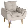 Poltrona Decorativa Opala e Puff Opala Suede Bege Smf Decor - 2
