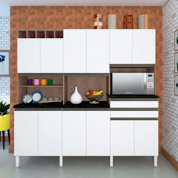 Cozinha Malbec com 12 Portas - Ronipa Castanho - Branco | MadeiraMadeira