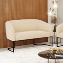 Ver imagem 5 de Sofá Namoradeira 2 Lugares Base Industrial Preto Stella Suede D03 - D'Rossi Cor Bege