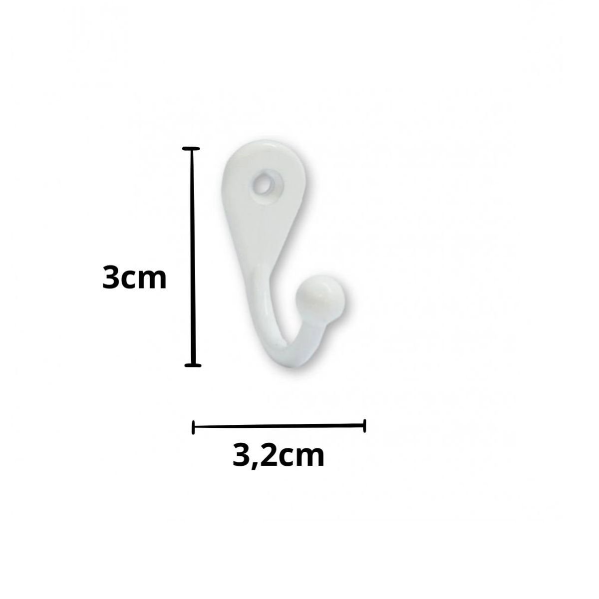 Cabide Gancho Simples Pequeno Branco Ref. 4100 - Loth - 2