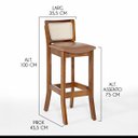 Ver imagem 4 de Kit 5 Banquetas em Madeira com Encosto Rattan Portugal Estofado Impermeável Caramelo L85 Rmi