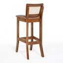 Ver imagem 6 de Kit 5 Banquetas em Madeira com Encosto Rattan Portugal Estofado Impermeável Caramelo L85 Rmi