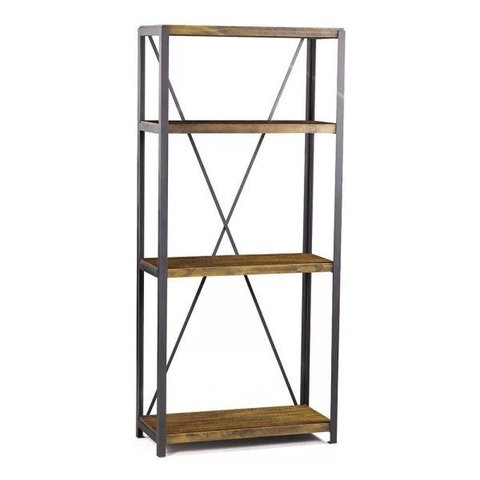Estante Baviera com 3 Prateleiras Grafite/Rustic Brown - Gran Belo