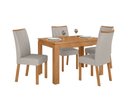 Ver imagem 1 de Conjunto Sala de Jantar Mesa Athenas 120 Tampo no Glass com 4 Cadeiras Apogeu - Lopas Amendoa Clean 